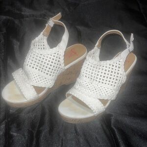 Jellypop White Woven Wedge Sandals